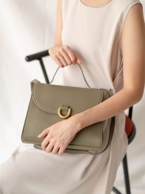 Bolsa Estruturada com Alça Dupla – Bege e Verde Oliva