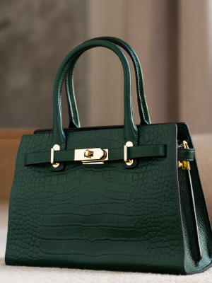 Bolsa Estruturada Verde Croco